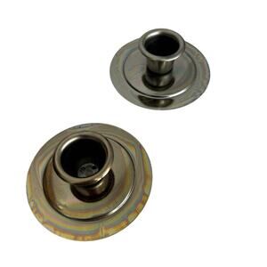 Retro metallic iridescent candle stick holder pair- silvery Gold tone vintage